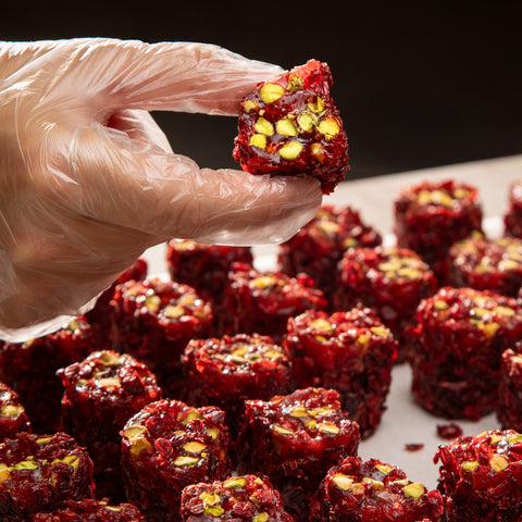 Pomegranate, Pistachio, and Zereshk (Barberry) Turkish Delight (Lokum) from Antep, 1250g