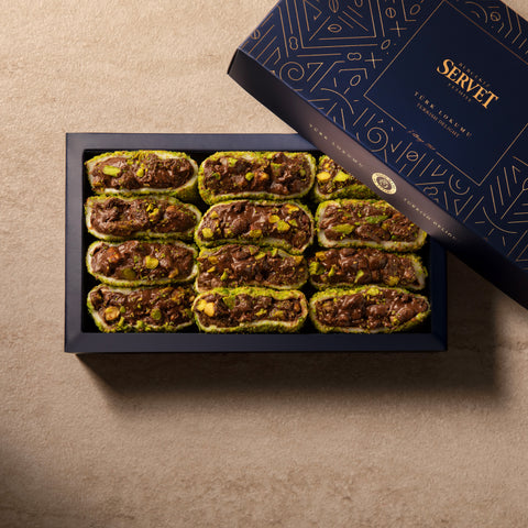 Chocolate-covered Antep pistachio wrapped Turkish delight 500g